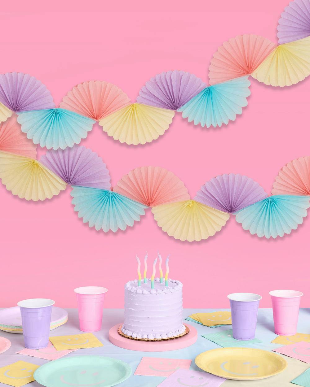 Pastel Party Garland - paper fan banner