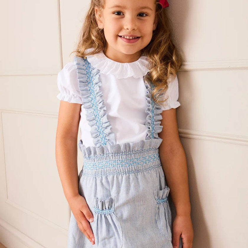Broderie Anglaise Frill Collar Top in White (2-12yrs)