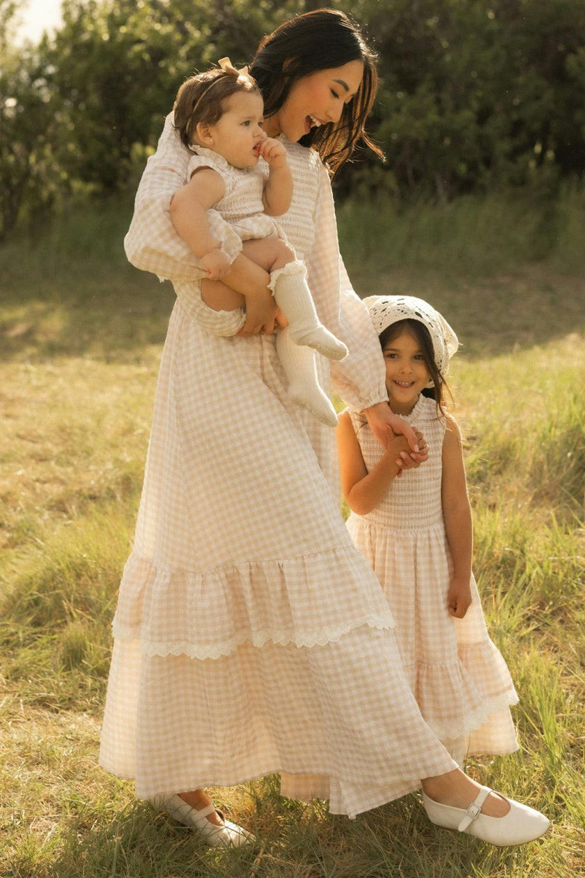 Presley Dress in Cream Gingham