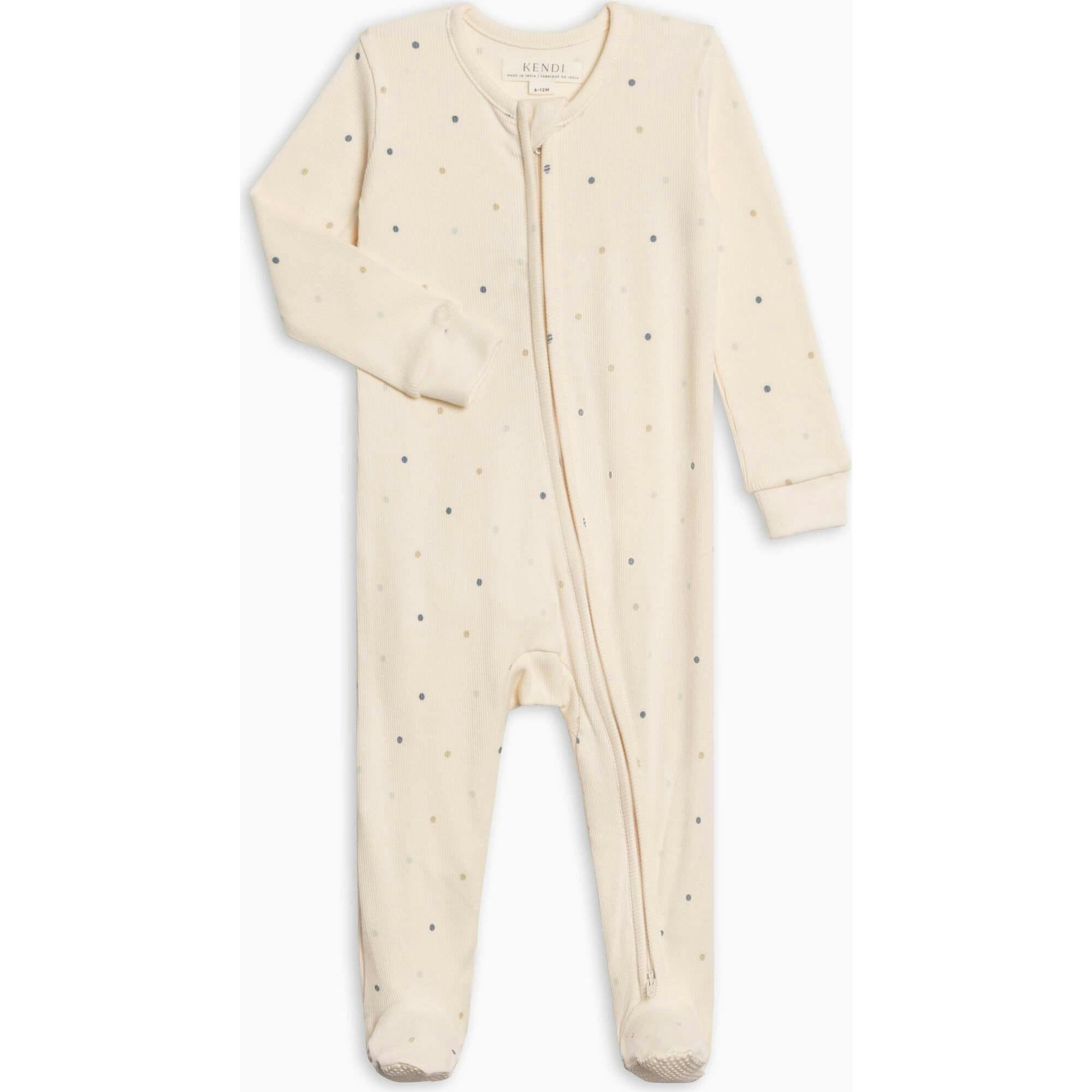 Kit Ribbed Zipper Sleeper - Mini Dot / Sea + Dune