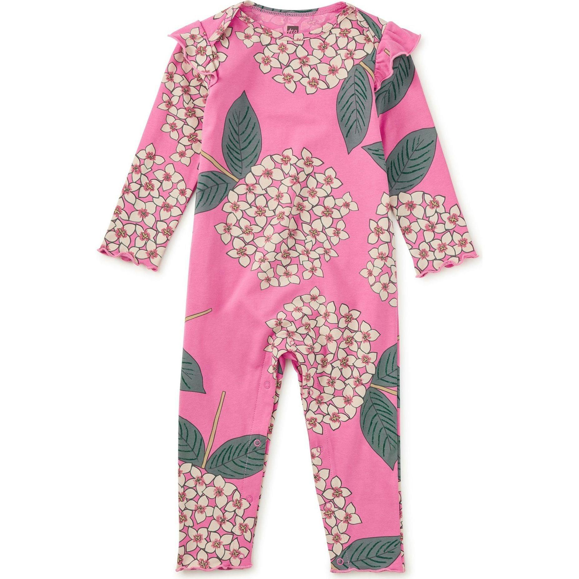 Ruffle Shoulder Baby Romper, Pink