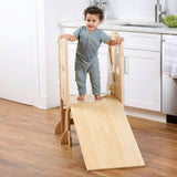 Laurel 4-in-1 Foldable Kitchen Tower, Step Stool, Slide & Chalkboard for Toddlers