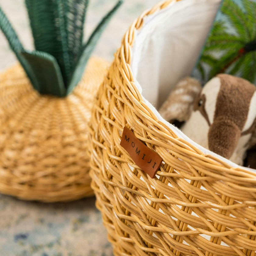 Handcrafted - Pineapple Storage Basket Natural (Medium) - Rattan Wicker