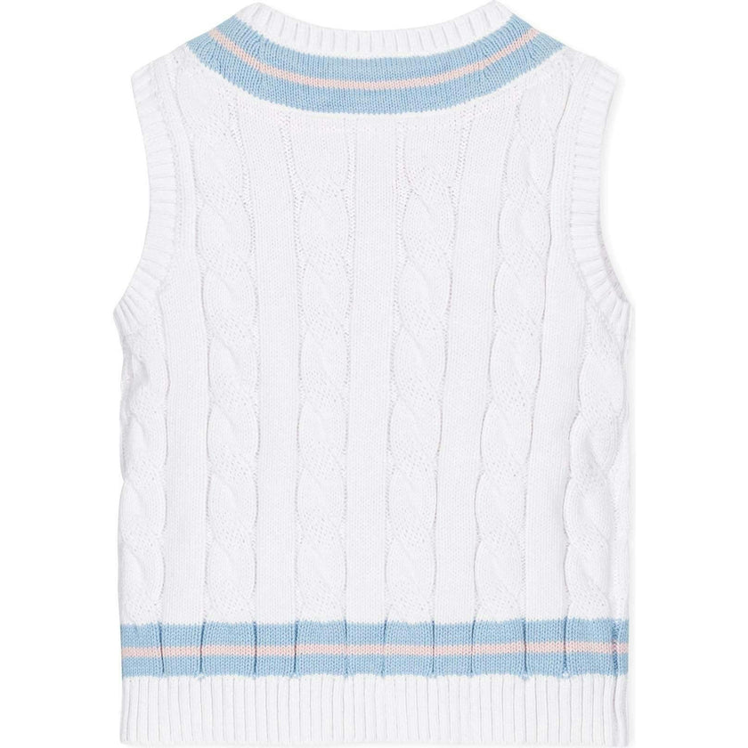 Organic V-Neck Cricket Sweater Vest, White