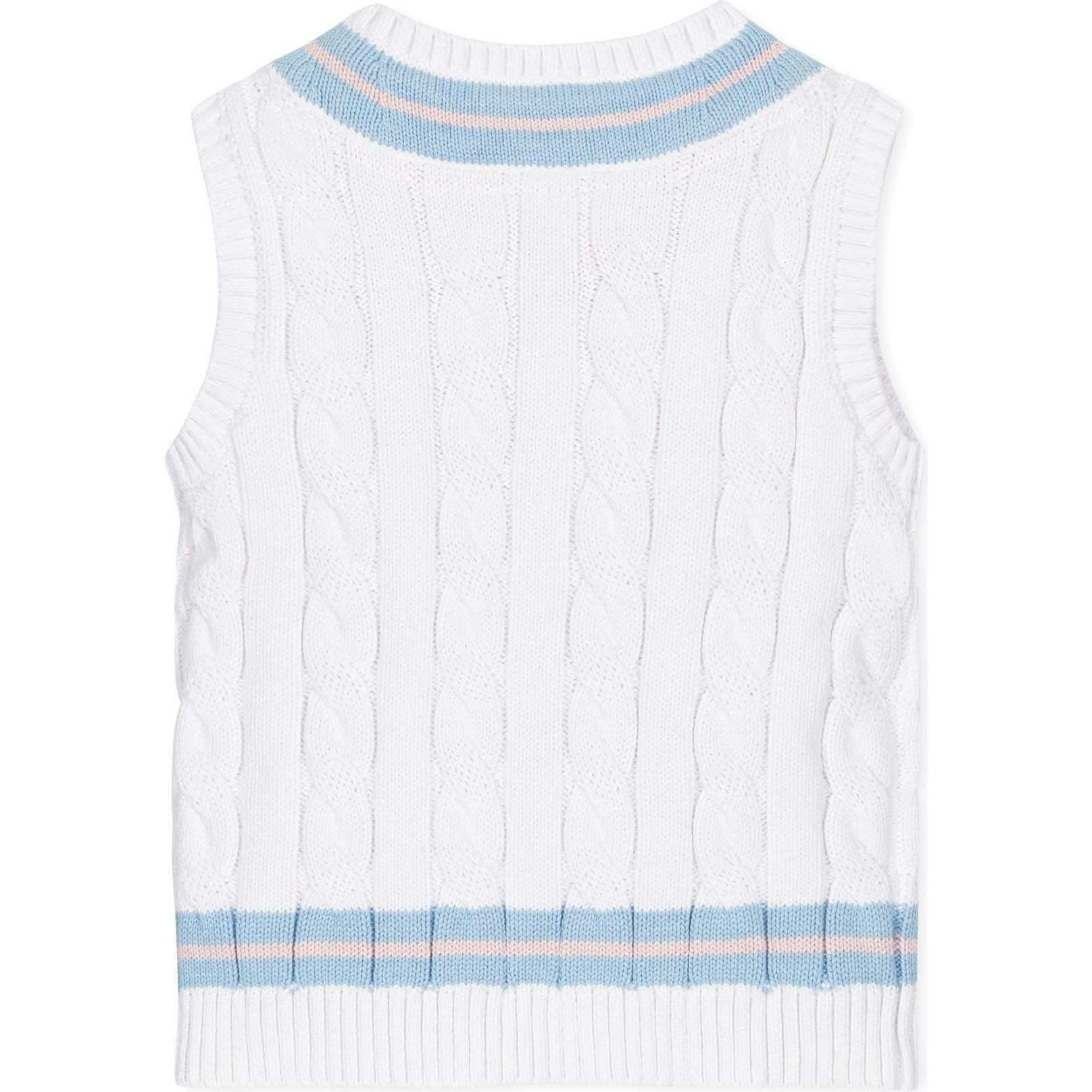 Organic V-Neck Cricket Sweater Vest, White