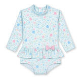 Floral Print One Piece Rashguard with Bow