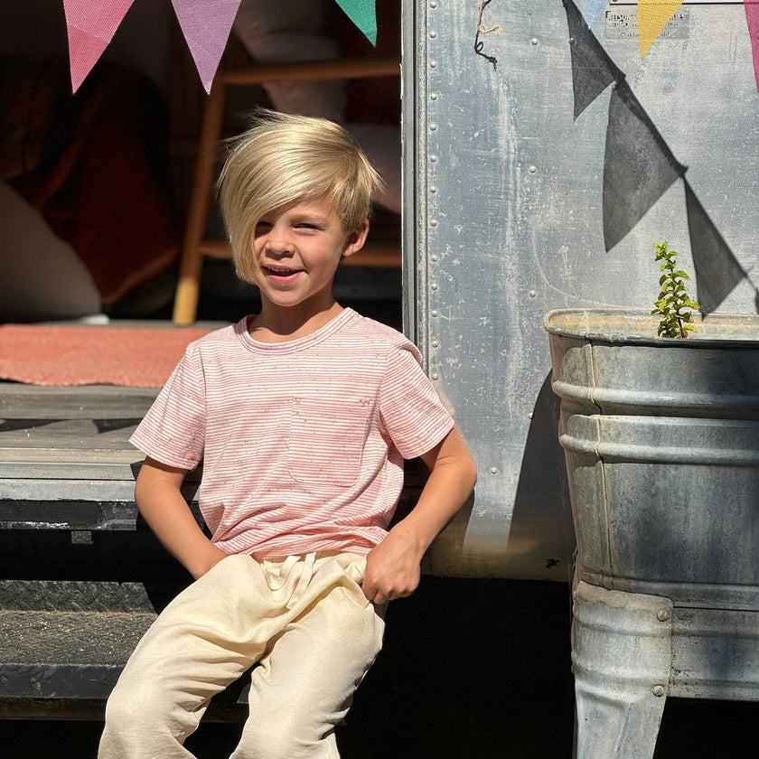 JOSH PEACH SPECKLE STRIPE Tee