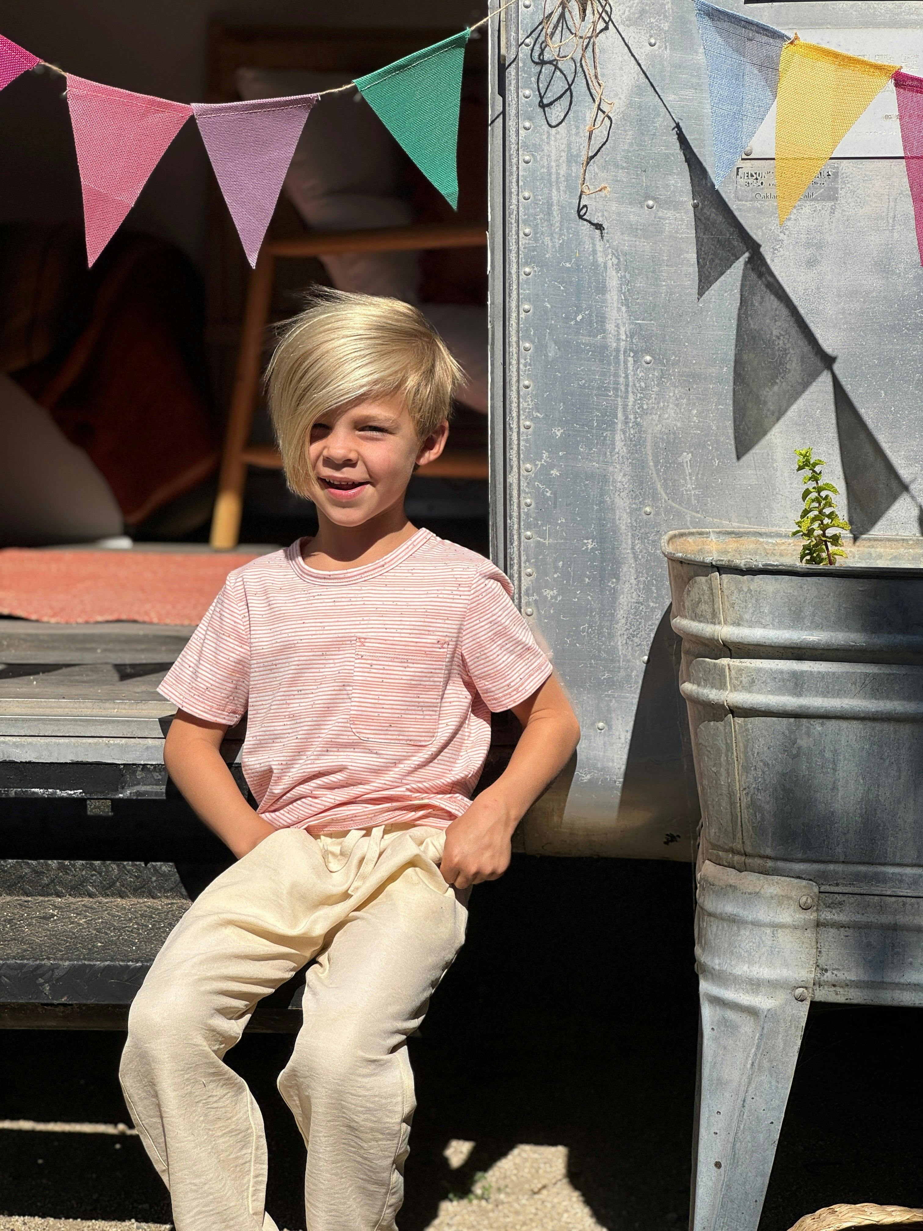 JOSH PEACH SPECKLE STRIPE Tee