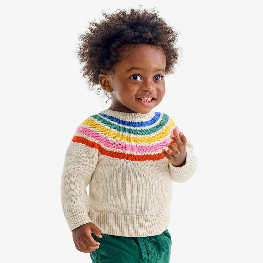 Baby sweater in rainbow stripe