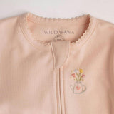 Pima Embroidered Footless Sleeper in Watering Can