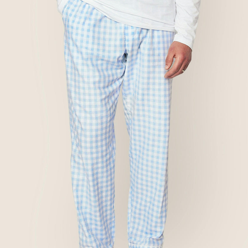 Men's Twill Pajama Pant in Light Blue Gingham