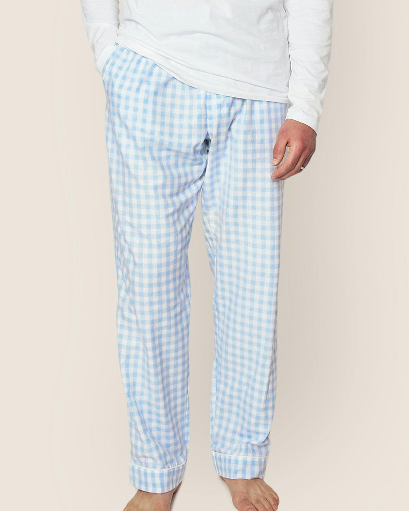Men's Twill Pajama Pant in Light Blue Gingham