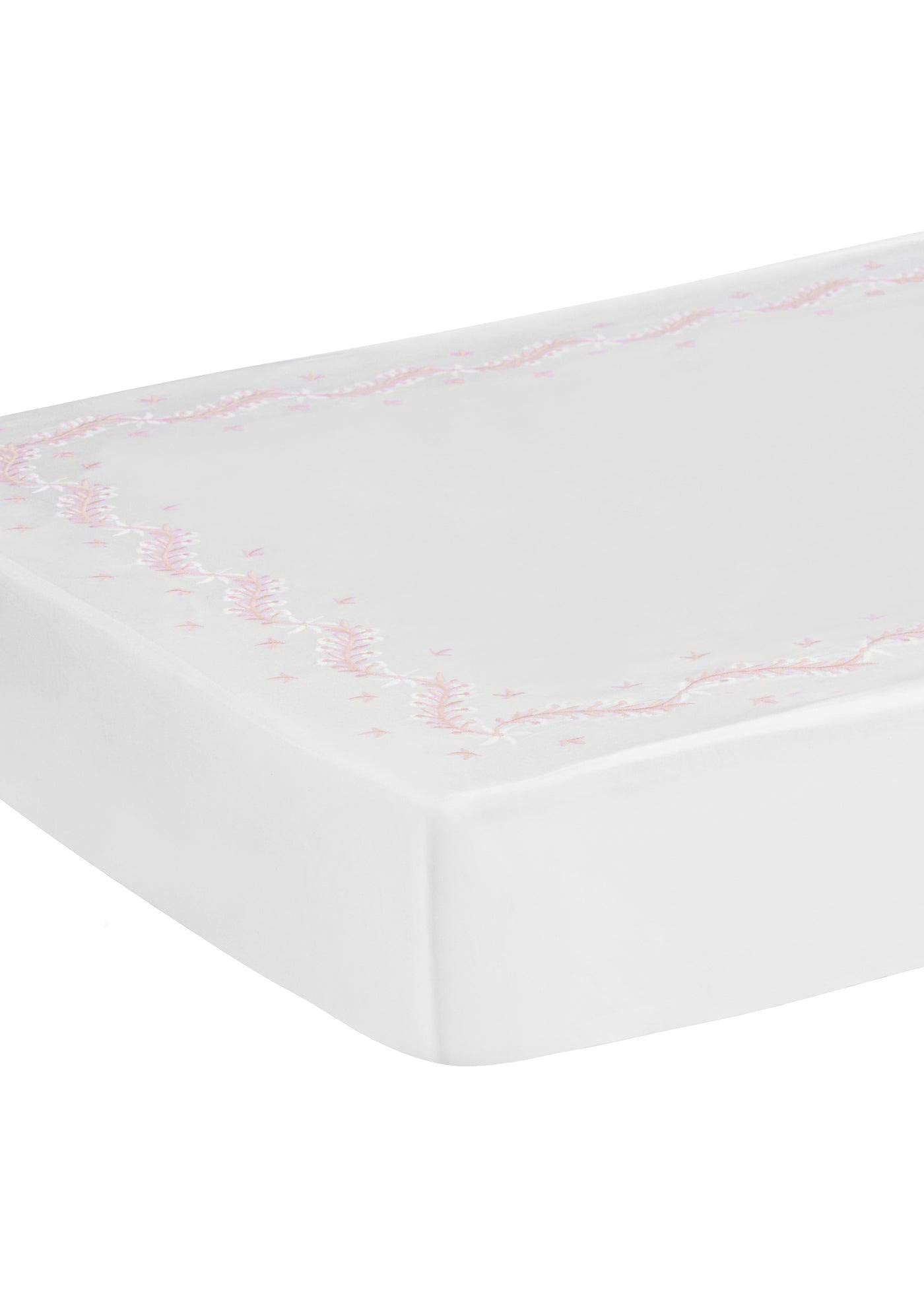 Embroidered Crib Sheet - Blush