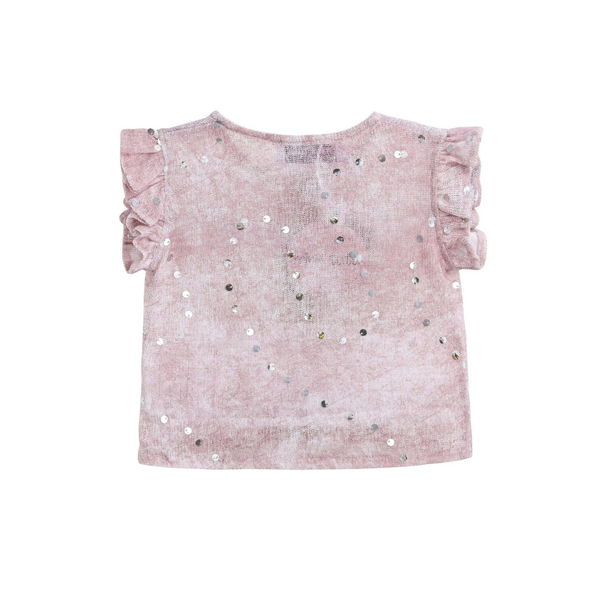 Mauve Cream Sequin Shorts Set