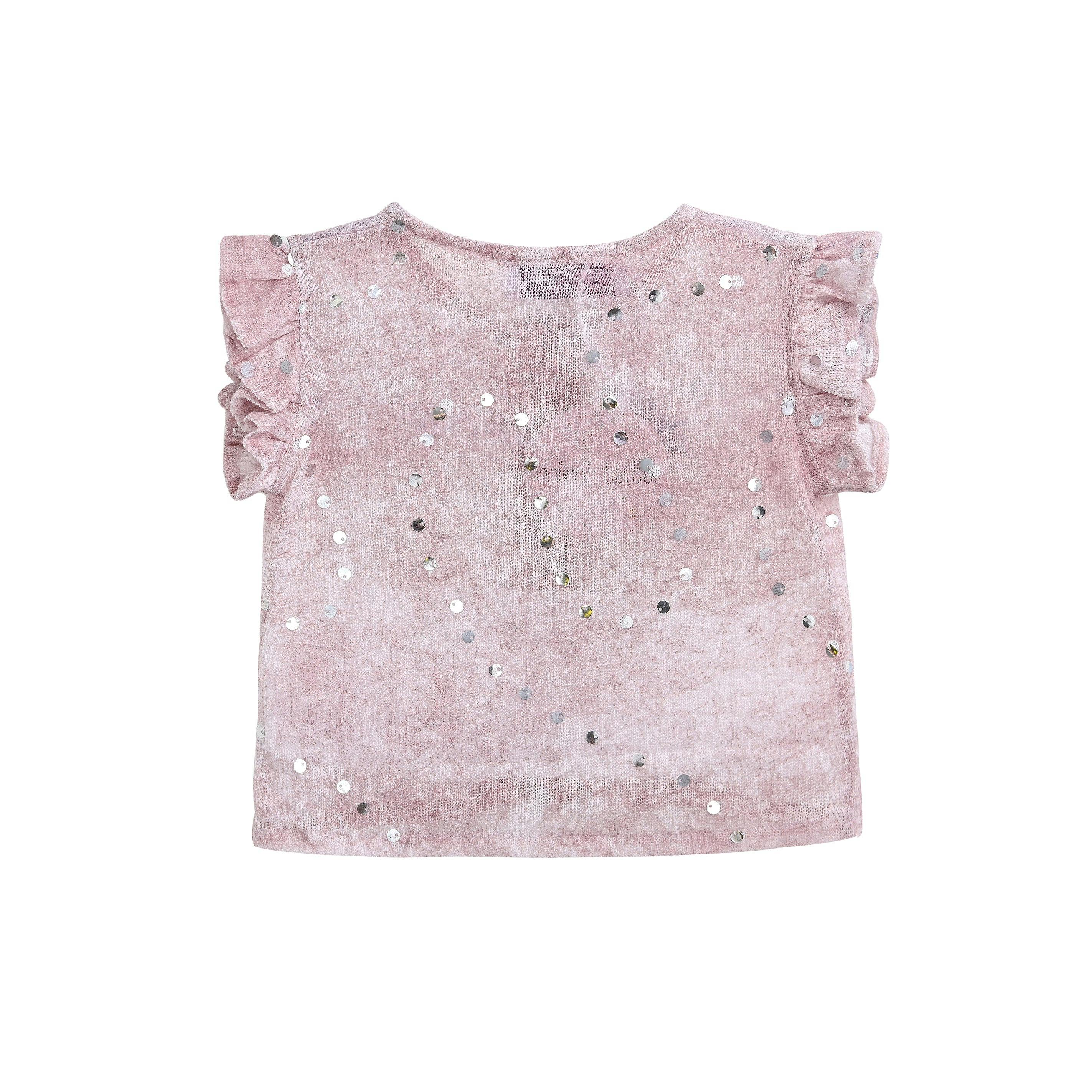Mauve Cream Sequin Shorts Set