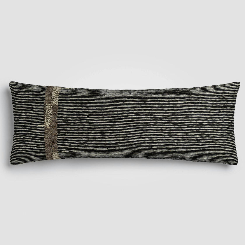 Geo Stripe Black & White Geometric Lumbar Pillow