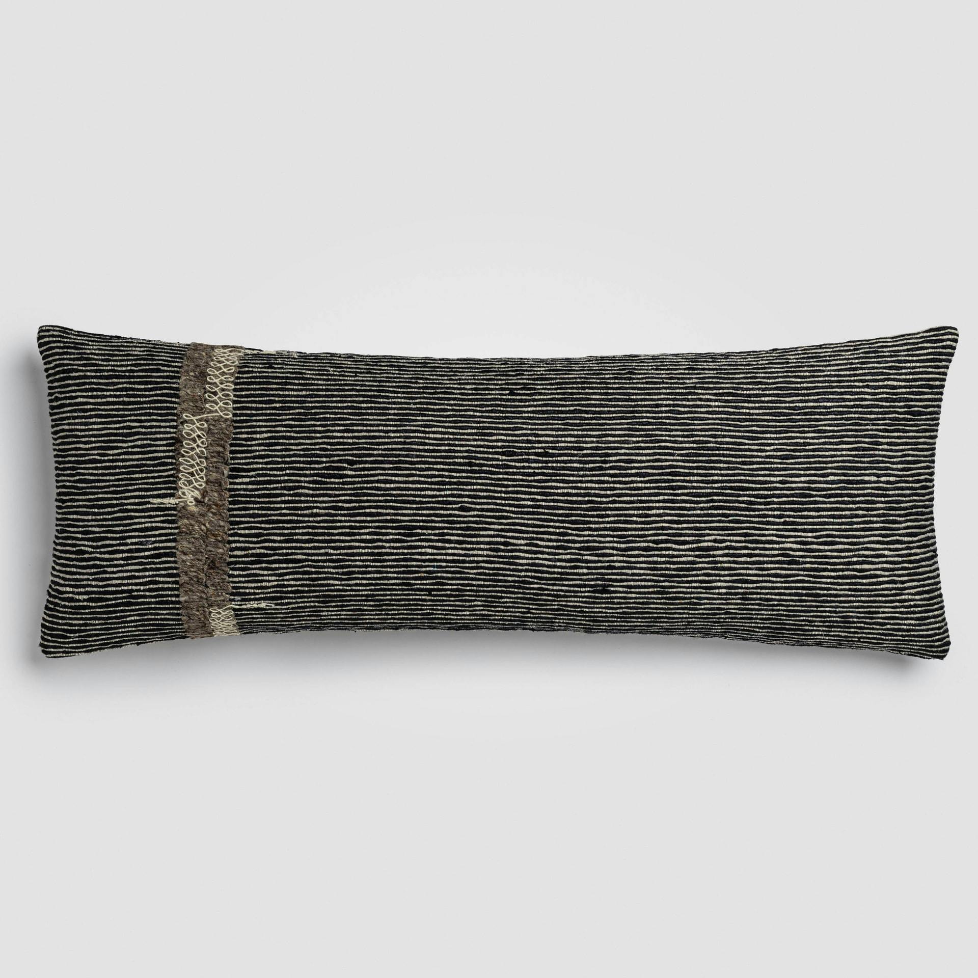 Geo Stripe Black & White Geometric Lumbar Pillow