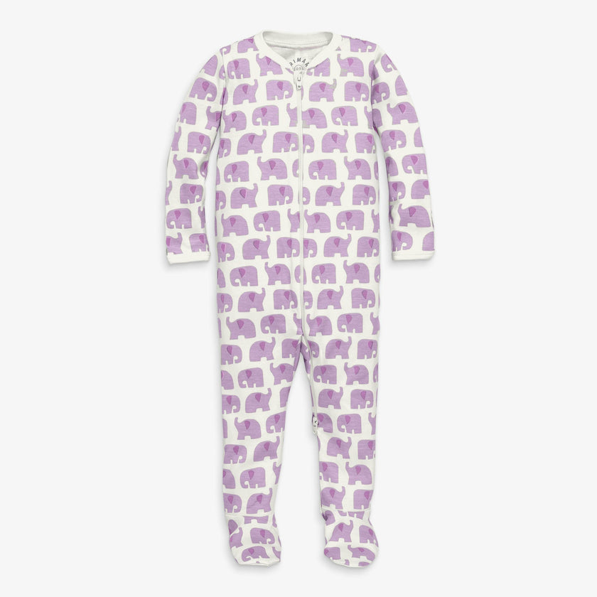 Baby organic animal friends zip footie