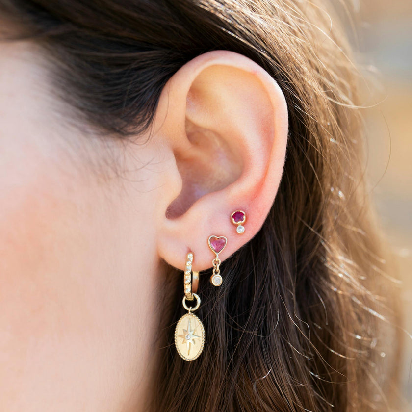 Turquoise Byrdie Heart Diamond Stud Earring