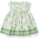 Baby Floral Toile Ruffle Dress, Green