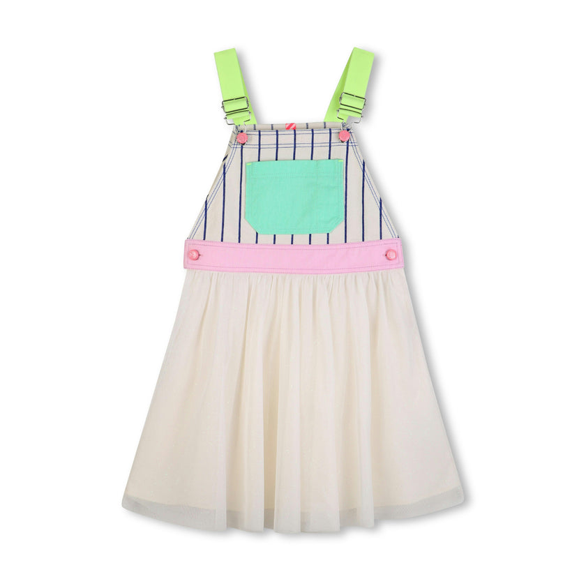 Blue & Cream Pinafore Kids’ Dress