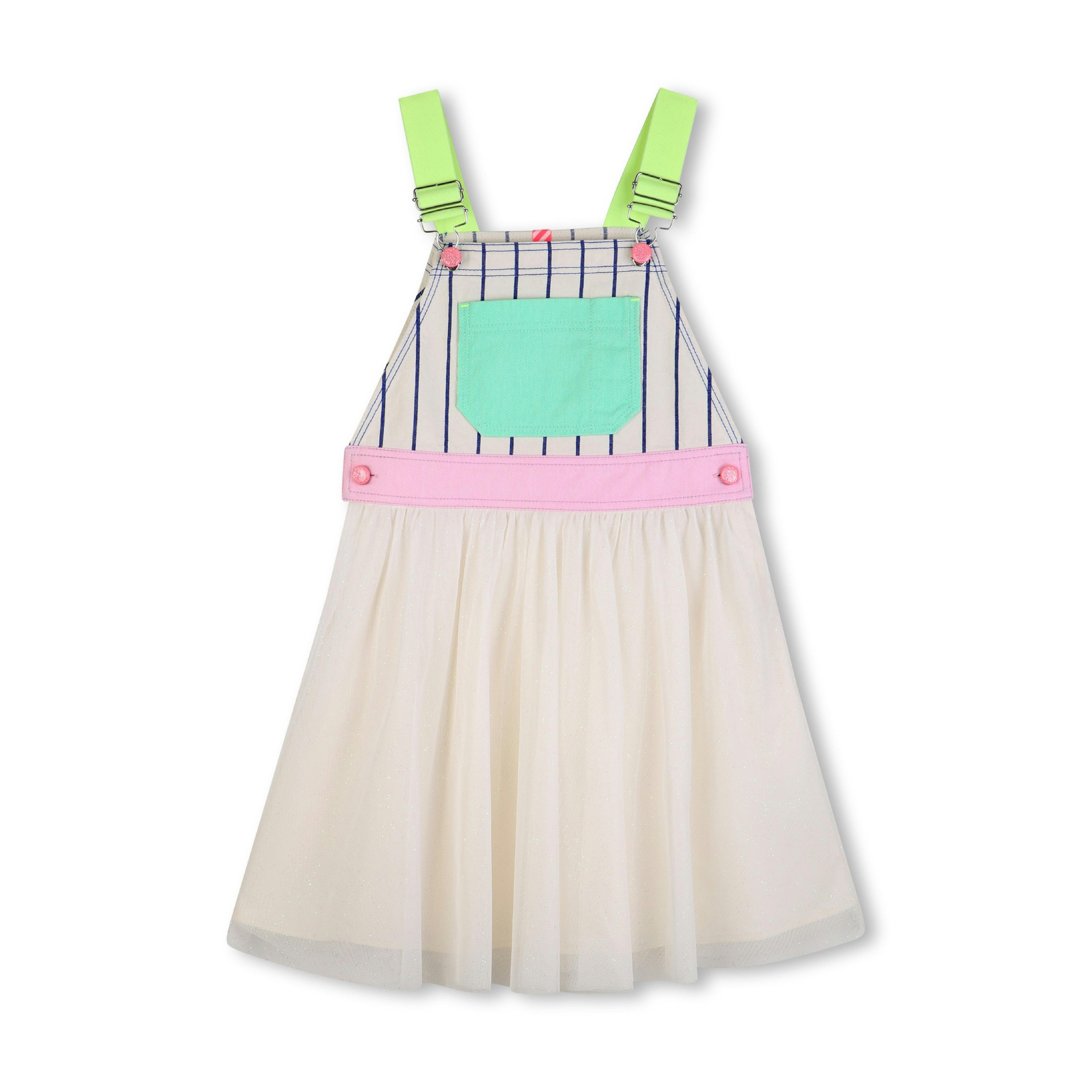 Blue & Cream Pinafore Kids’ Dress
