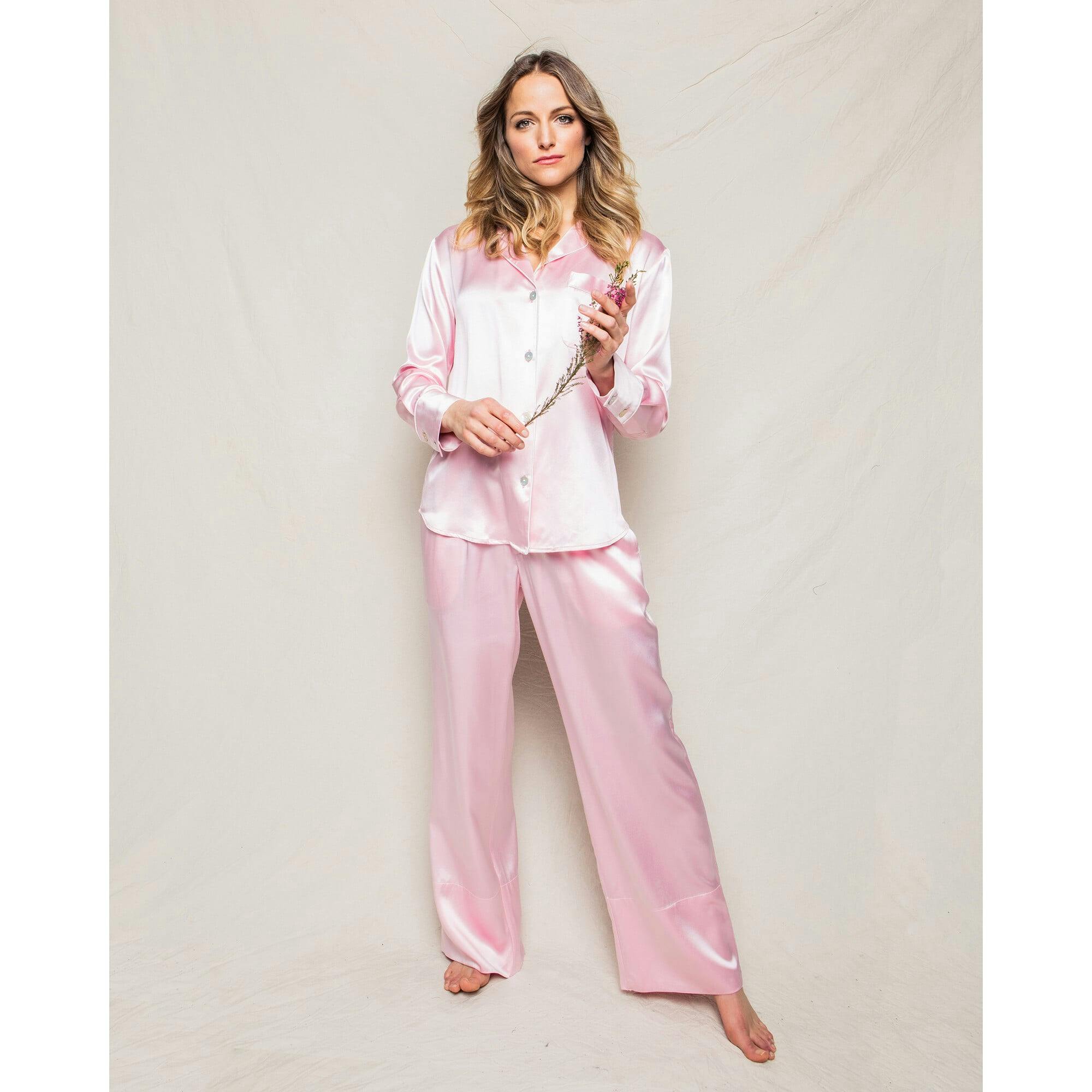Women's Silk Pajama Set in Black
