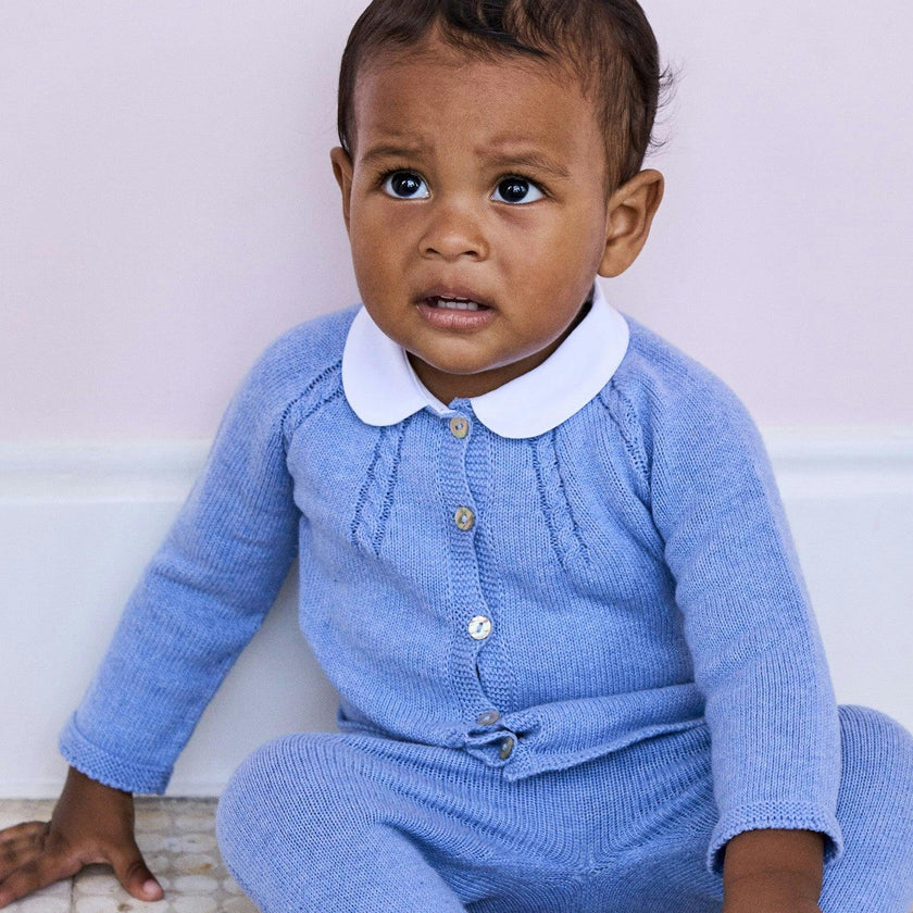 Blue Sanson Cotton Baby Knitted Set