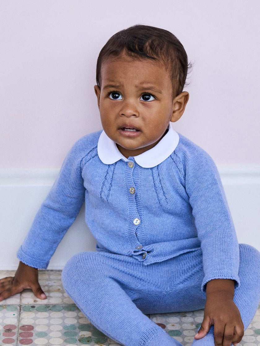 Blue Sanson Cotton Baby Knitted Set