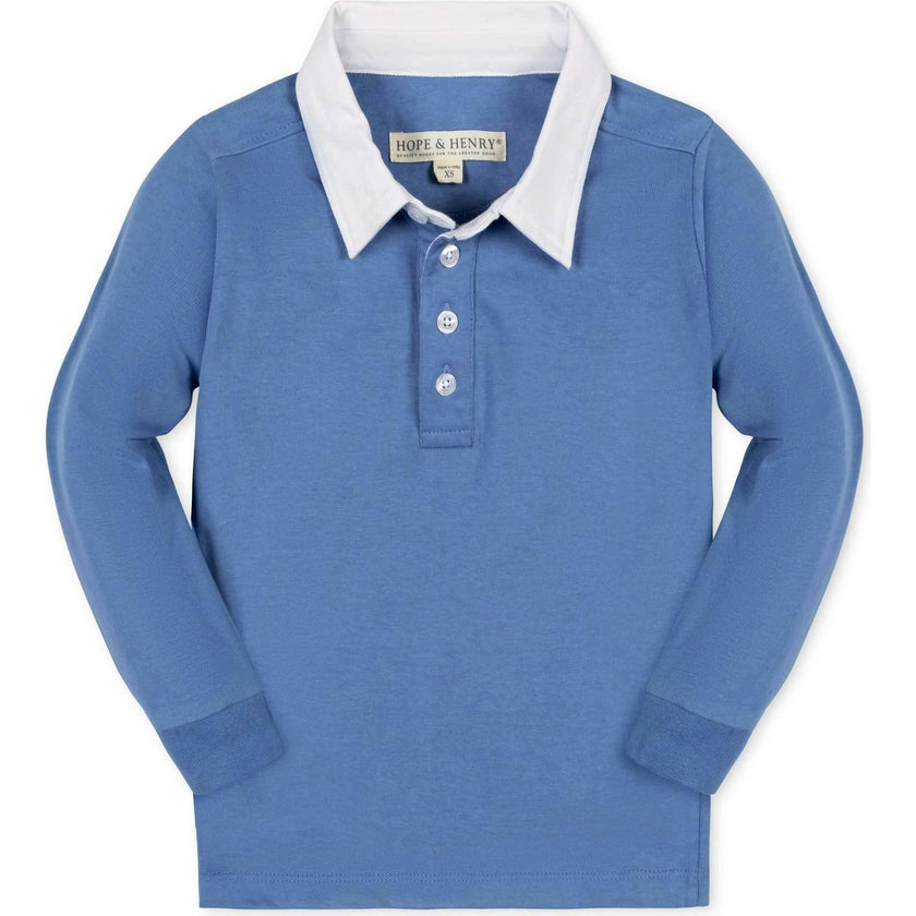 Organic Long Sleeve Rugby Shirt, Blue