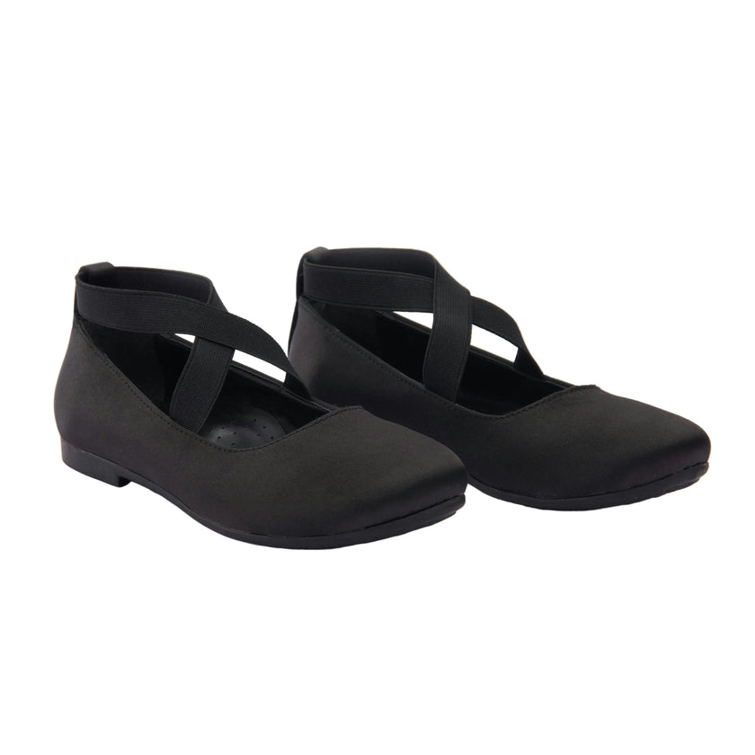 Black Satin Ballerina Flats