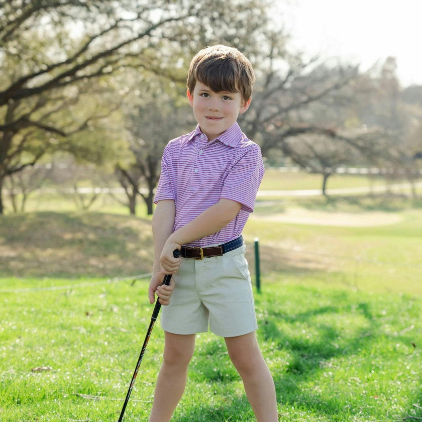Will Boys' Performance Polo by LH Sport - Club Stripe Berry Blue