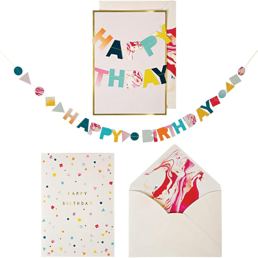 Marble Birthday Garland Card