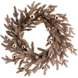 Metallic Glitter Vintage Style Christmas Pine & Gold Ornament Holiday Front Door Wreath
