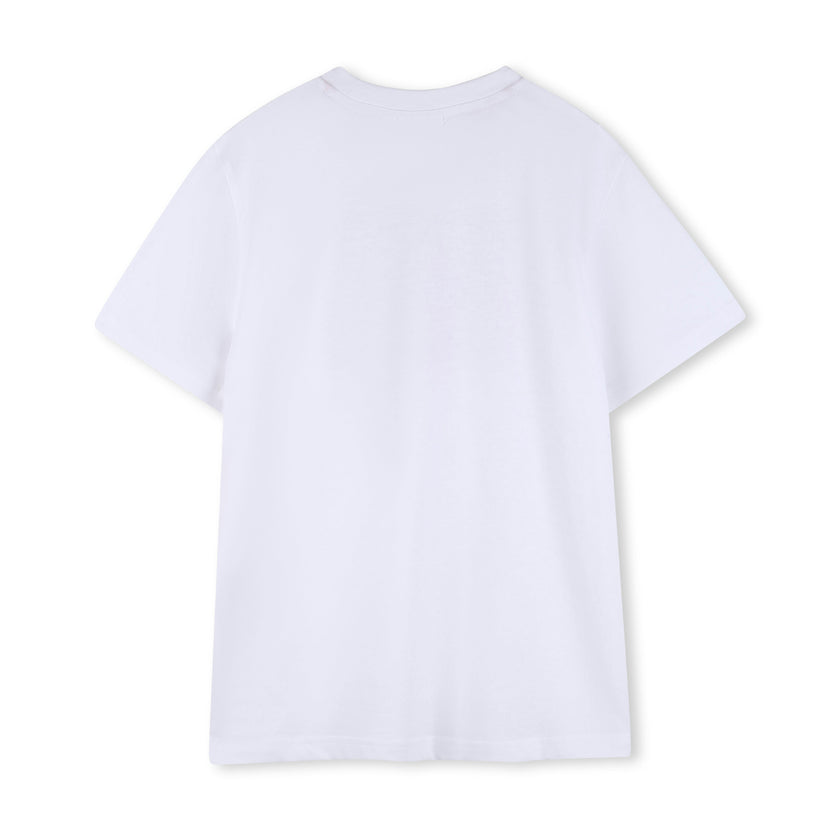 White Regular-fit T-shirt in Cotton with Red Logo
