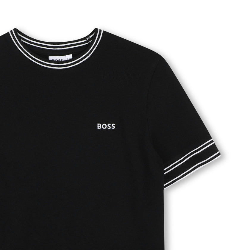 Black Contrast Trim T-Shirt