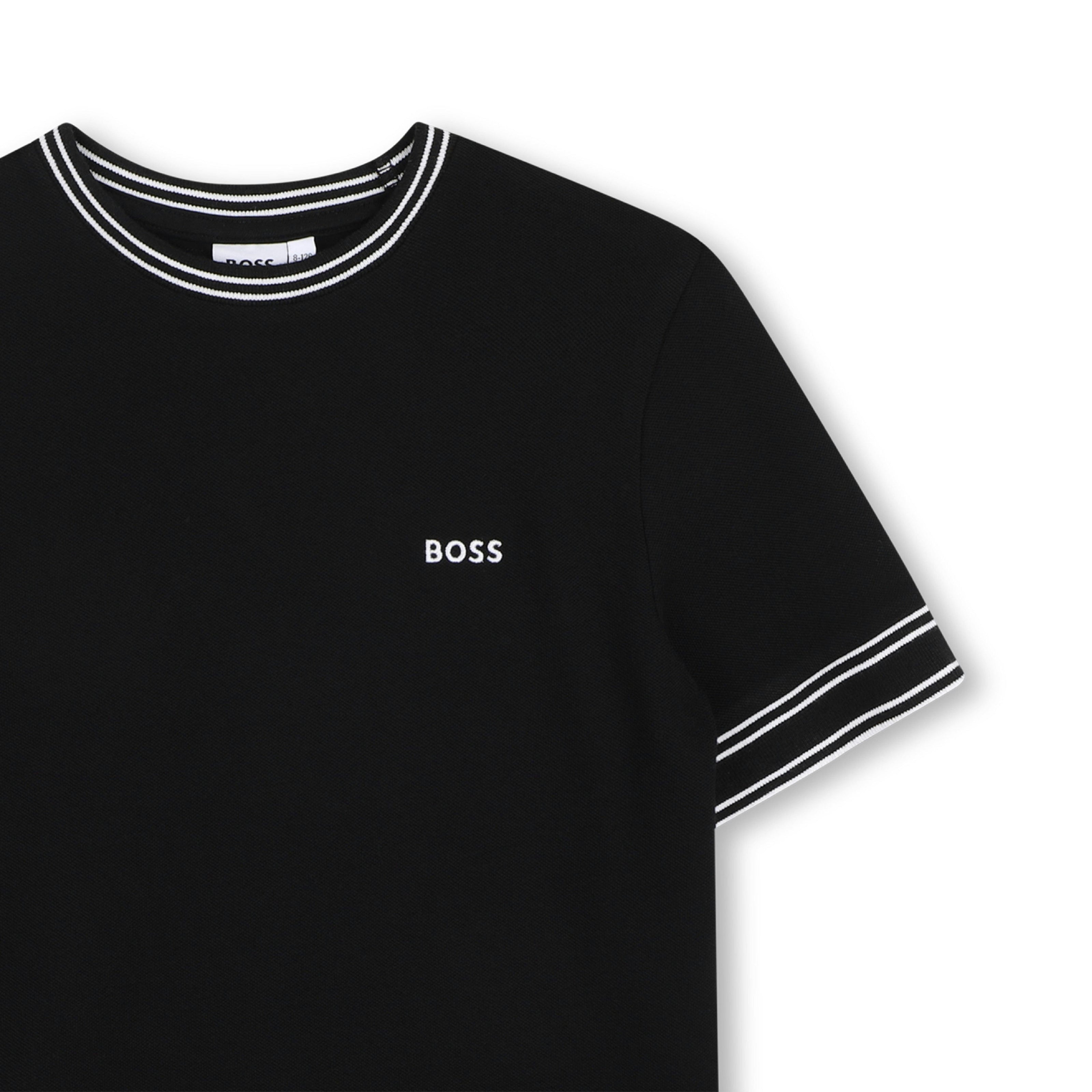 Black Contrast Trim T-Shirt