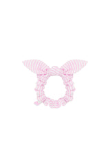 Seersucker Bow Scrunchie in Pink/White