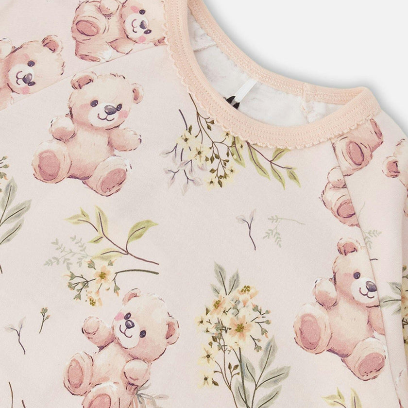 Organic Cotton Two-Piece Pajamas Set Pale Pink Print