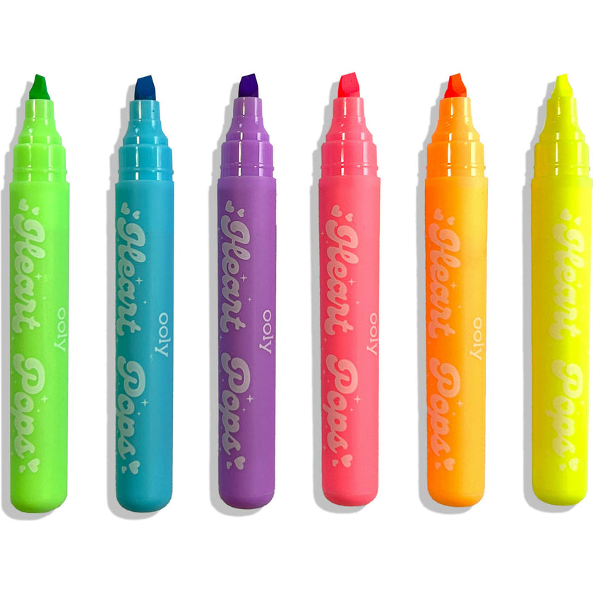 Heart Pops Neon Highlighters - Set of 6