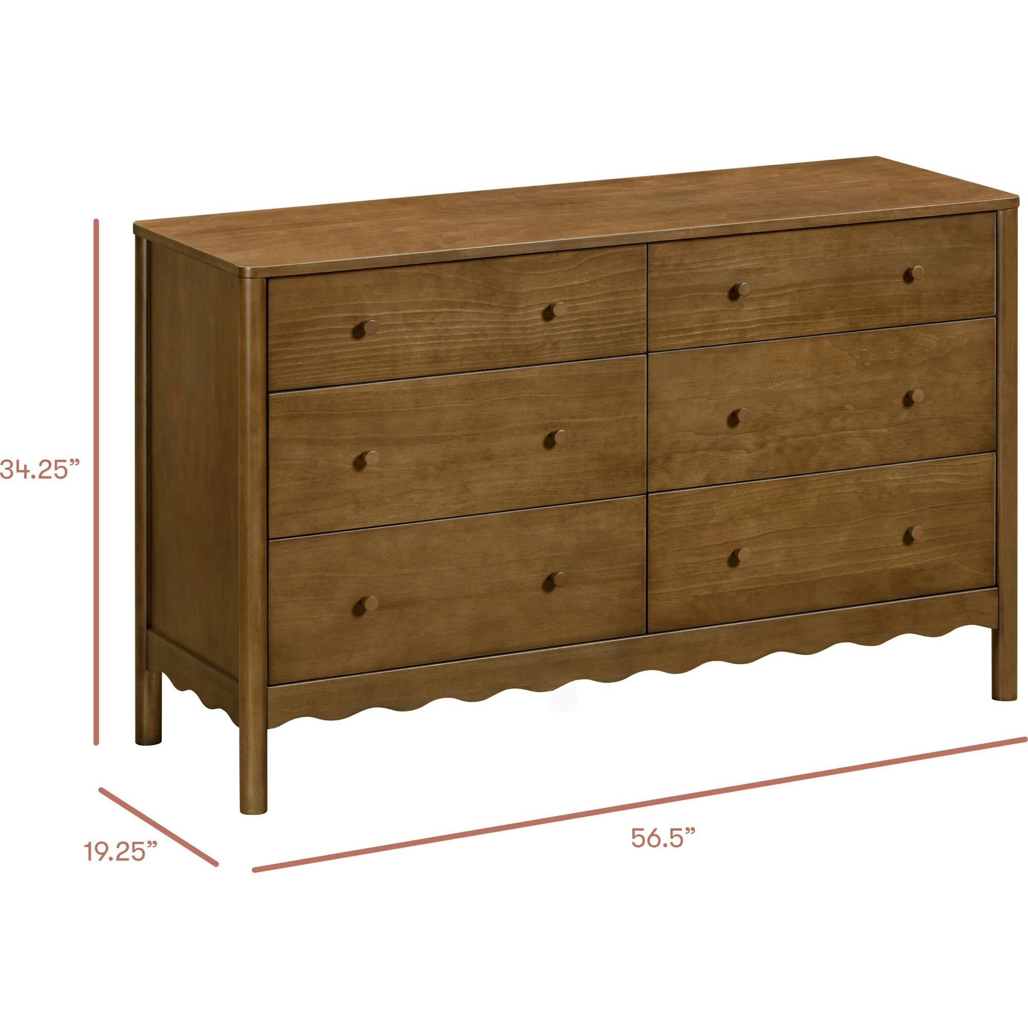 Swell 6-Drawer Assembled Dresser in Natural Walnut