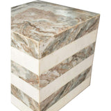 Felix 15" Contemporary Natural Marble Handmade Cube End Table