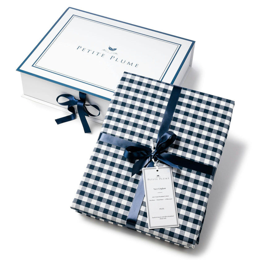 Luxe Premium Cotton Navy Gingham Crib Sheet