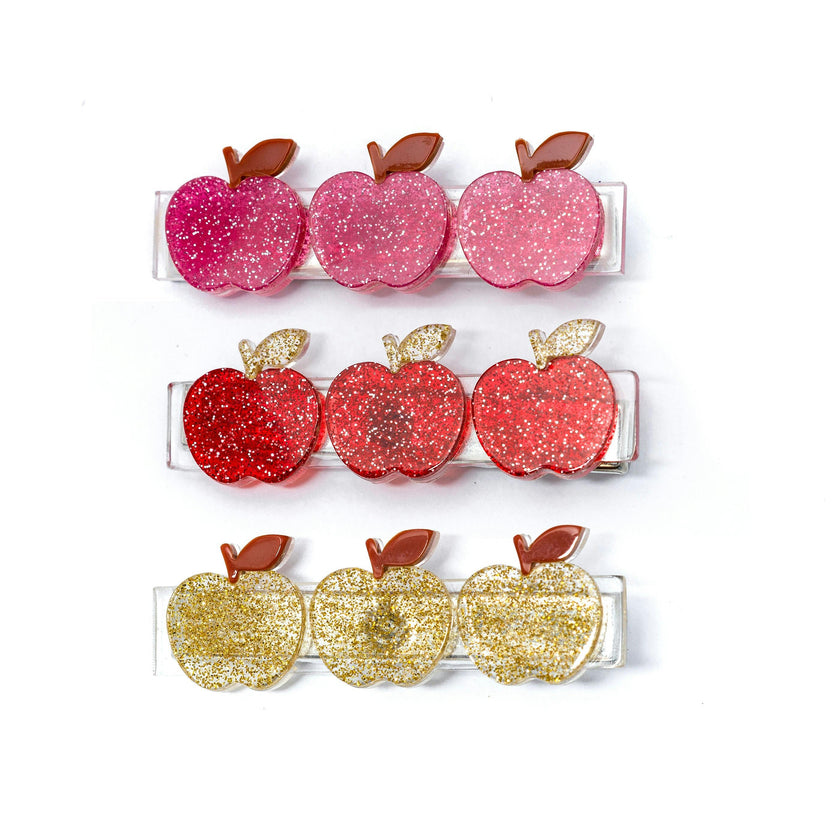 Apples Glitter Trio Hair Clips -BTS