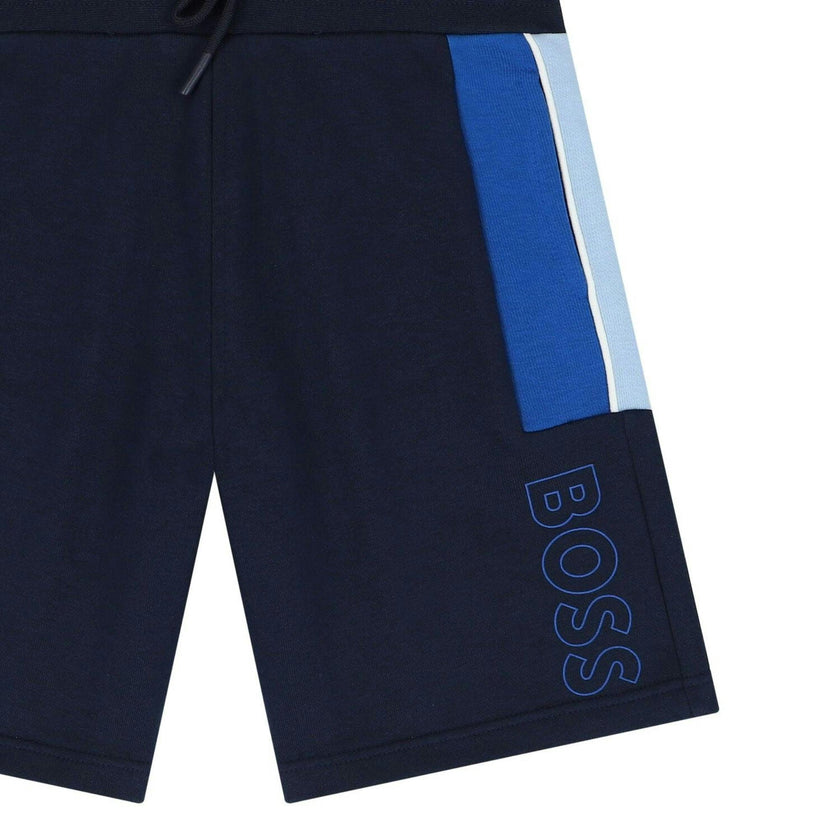 Boys Navy Blue Logo Shorts