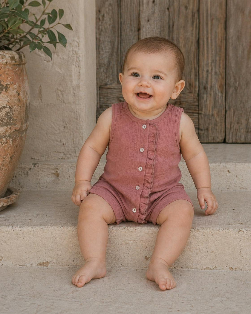Cotton Gauze Ruffle Romper