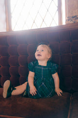 Baby Cupcake Dress Set in Emerald Plaid