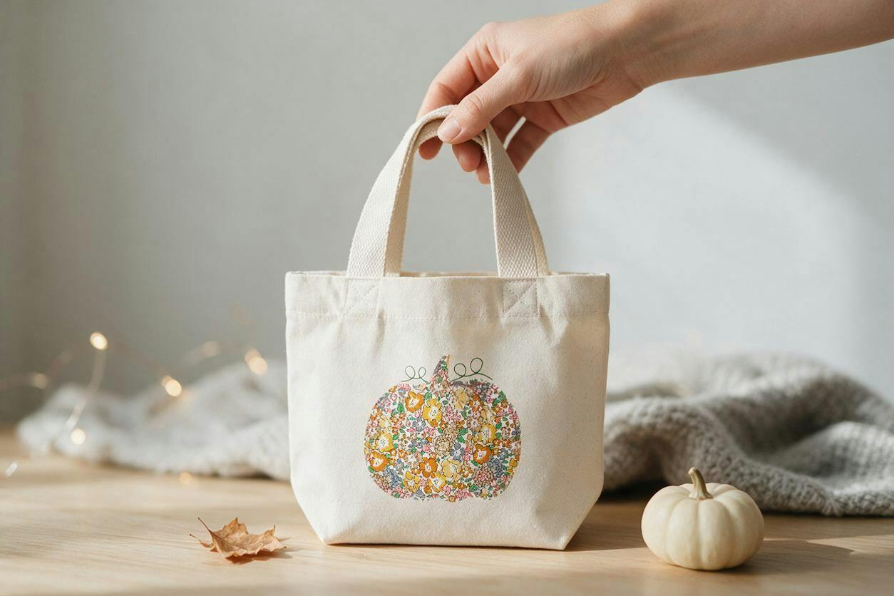 Liberty of London pumpkin trick or treat bag in beige