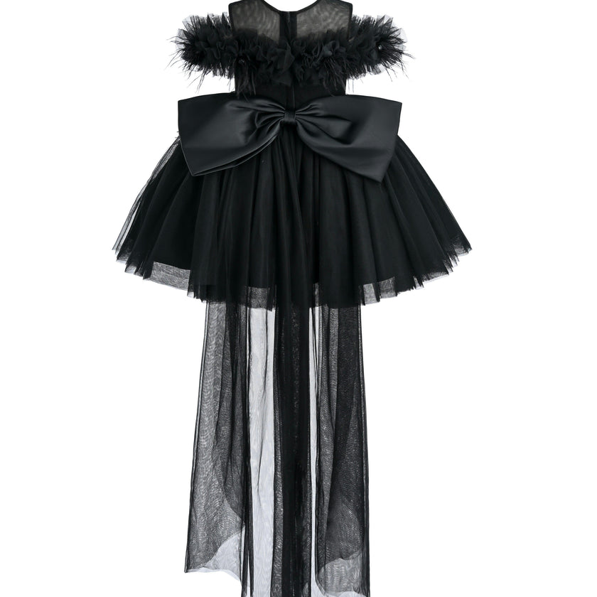 Black Feather Bow Dress