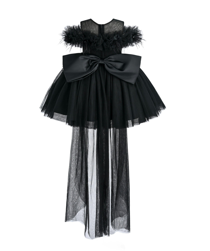 Black Feather Bow Dress